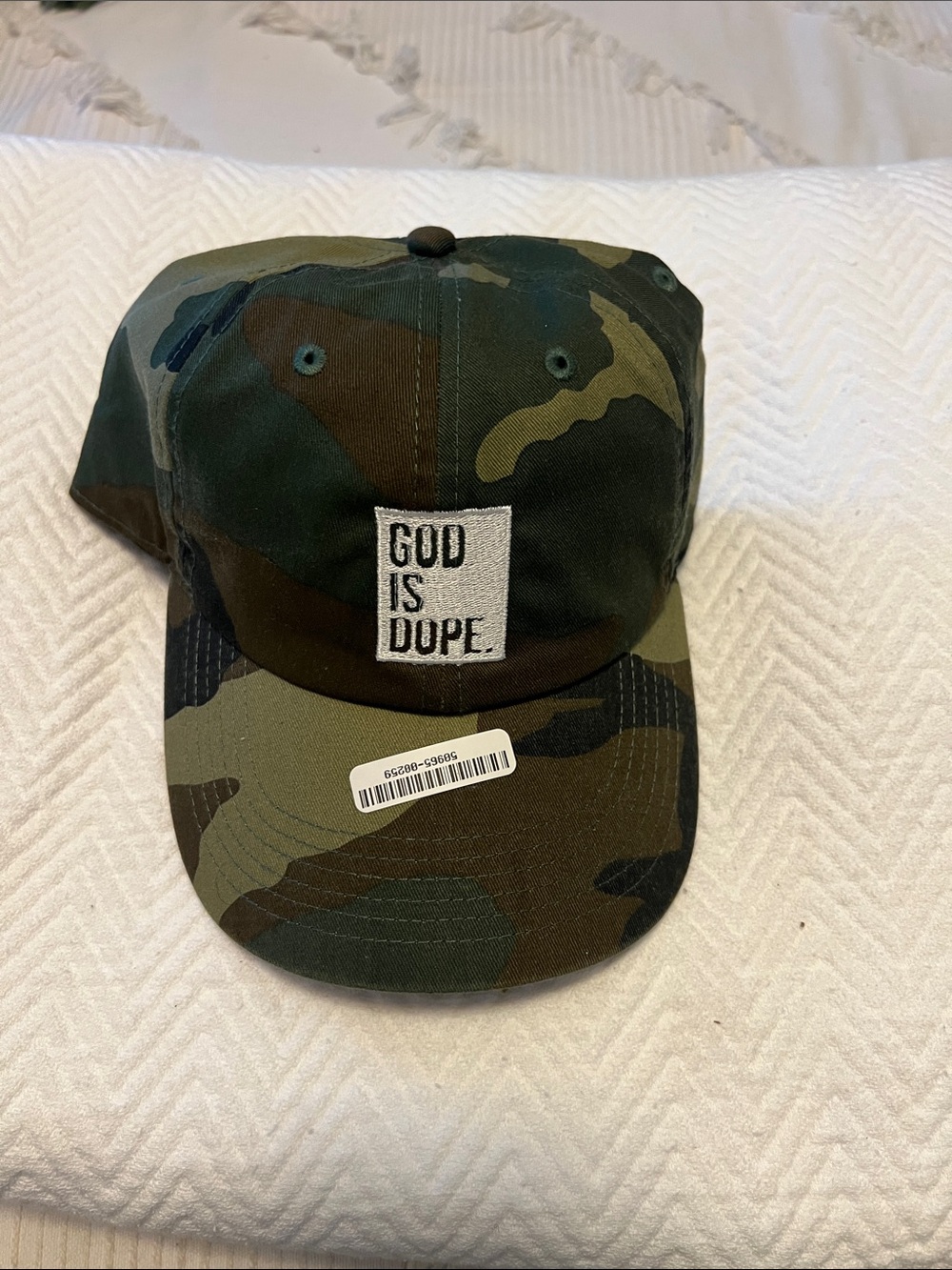 Camouflage 'God Is Dope' Baseball Cap - Olive Green